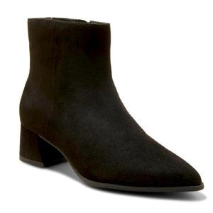 Chunky Heel Ankle Boots A New Day Pointy Toe Zipper Black Women’s Suede Booties